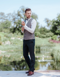 Vintage zöld kockás mellény