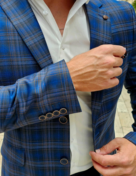 Kék-barna kockás sportzakó