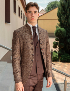 Állógalléros barna ceremónia öltöny