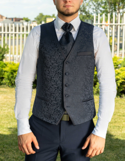 Sötétkék absztrakt mintás mellény